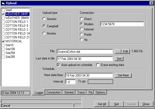 downloading via dial-up modem