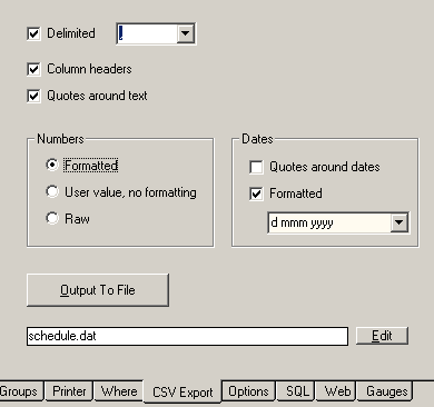 csv output