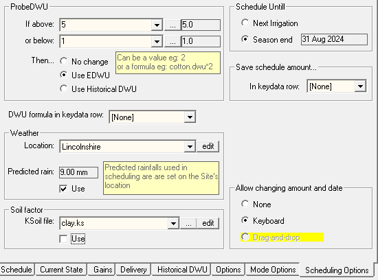 Scheduling Options